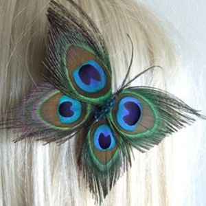 Peacock Hair Clip Barrette 4"x4"